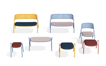 JOS - Powder coated steel bench with back by BABEL D - view 3